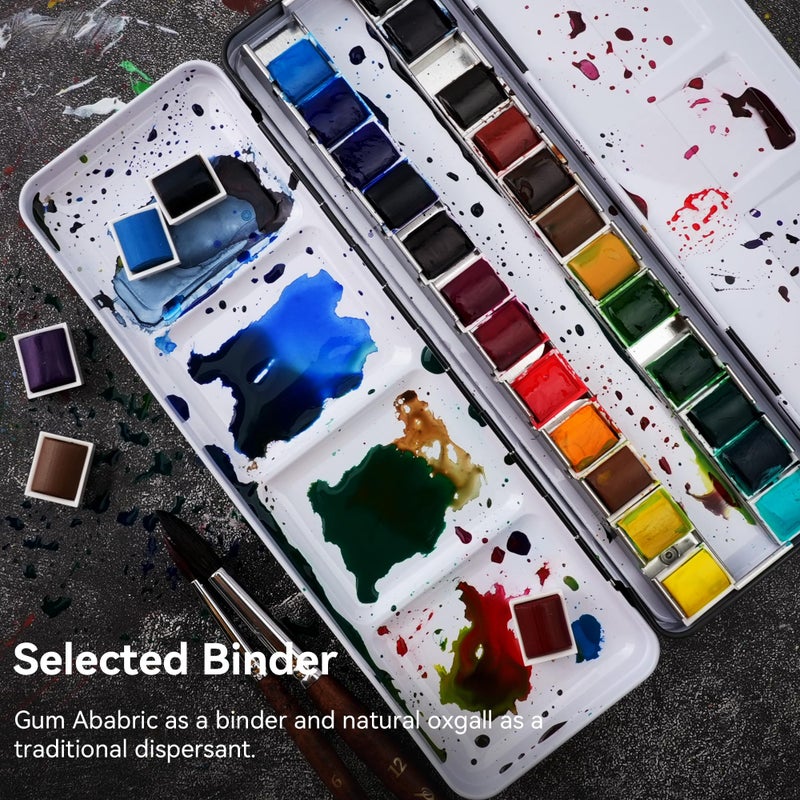 PHOENIX Professional Watercolor Paint - Single Watercolor Half Pan - Raw Umber 688 - Image 5